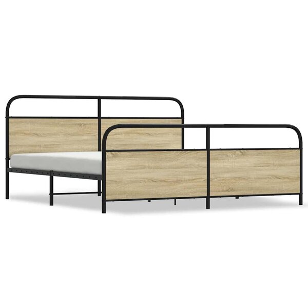 vidaXL Cadre de lit en métal sans matelas chêne sonoma 193x203 cm