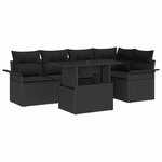 vidaXL Ensemble de canapé de jardin 6 Pièces Noir Poly Rattan