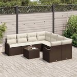 vidaXL Ensemble de canapé de jardin avec coussin 9 Pièces Marron et Crème
