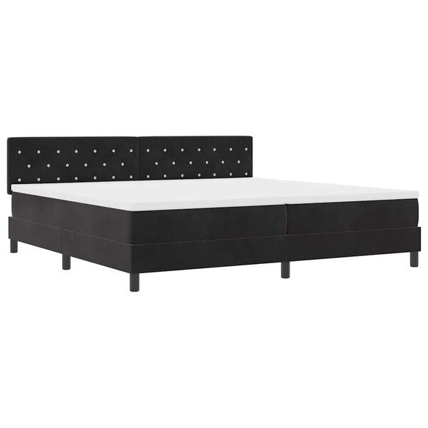 vidaXL Lit à ressorts avec matelas Noir 200 x 200 cm Velours