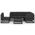 vidaXL Salon de jardin 6 Pièces avec coussins Bois de pin massif