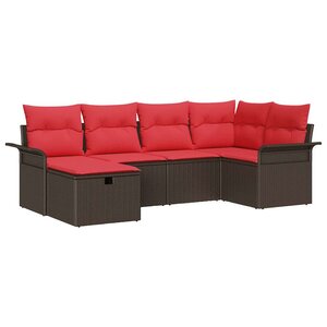 vidaXL Ensemble de canapé de jardin 6 Pièces Marron Poly rotin