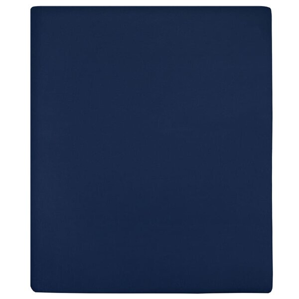 vidaXL Draps-housses Jersey 2 Pièces Bleu marine 90x200 cm Coton