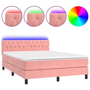 vidaXL Sommier à lattes de lit avec matelas et LED Rose 140x200 cm