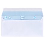 Enveloppe papier vélin blanc, format dl, 110 x 220 mm, avec fenêtre 45 x 100 mm, 80 g/m² fermeture autocollante avec bande protectrice, blanc (boîte 200 unités)