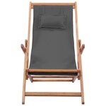 vidaXL Chaise pliable de plage Tissu et cadre en bois Gris