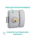 THIRARD - Verrou double entrée Universel pour porte d'entrée  cylindre 45mm  acier  3 clés  epoxy blanc