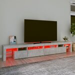 vidaXL Meuble TV avec lumières LED Gris béton 260x36 5x40 cm