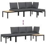 vidaXL Salon de jardin 3 Pièces avec coussins noir aluminium