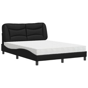 vidaXL Lit avec matelas noir 140x200 cm similicuir