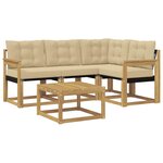 vidaXL Ensemble de canapés d'extérieur 5 Pièces Blanc et Beige