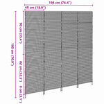 vidaXL Paravent Pliant Manuel Gris 195 x 180 cm polyrotin