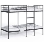 VidaXL Lit superposé sans matelas noir 90x190 cm acier