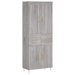 vidaXL Buffet haut Sonoma gris 69 5x34x180 cm Bois d'ingénierie