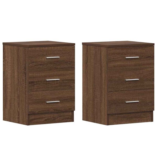 vidaXL Tables de chevet 2Pièces Chêne marron 38x35x56cm Bois d'ingénierie