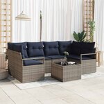 vidaXL Ensemble de Canapés 7 Pièces Gris et bleu polyrotin