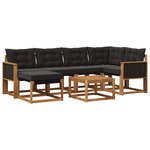 vidaXL Ensemble de canapés d'extérieur 7 pc Naturel et noir