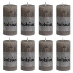 Bolsius bougies pilier rustiques 8 pièces 100x50 mm taupe