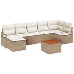 vidaXL Canapé de jardin 8 pièces avec coussins beige en poly rotin et acacia.