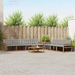 vidaXL Ensemble de canapés d'extérieur 8 Pièces Gris Naturel et Clair