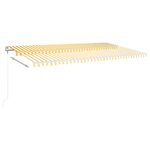 vidaXL Auvent automatique capteur de vent LED 600x350cm Jaune et blanc
