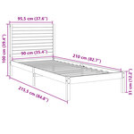vidaXL Cadre de lit extra long sans matelas 90x210 cm bois massif