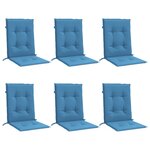 vidaXL Coussins de chaise à dossier bas lot de 6 bleu mélangé tissu
