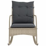 vidaXL Chaise à bascule de jardin avec coussins gris clair poly rotin