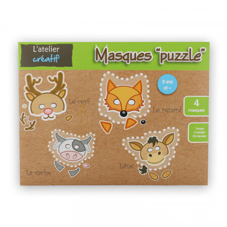Masques puzzle à créer soi même motif animaux