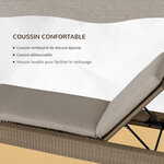 Bain de soleil transat grand confort matelas inclinaison réglable multipositions résine tressée beige