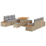 vidaXL Ensemble de canapé de jardin 9 Pièces Beige  Gris clair