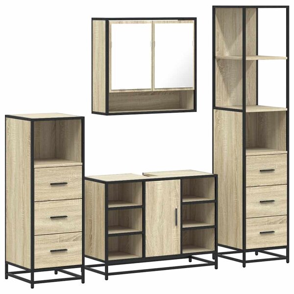 vidaXL Ensemble de meubles de salle de bain 4 Pièces chêne sonoma