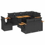 vidaXL Salon de jardin avec coussins 9 Pièces noir résine tressée acacia