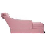 vidaXL Fauteuil long avec traversin et accoudoir droit rose velours