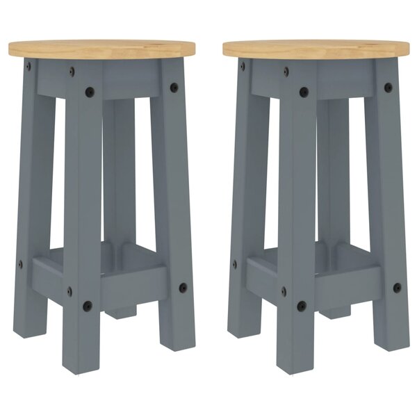 vidaXL Tabourets de bar lot de 2 gris bois massif de pin