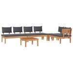 vidaXL Ensemble de banc de jardin avec coussin 5 Pièces Brun  Gris