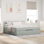 vidaXL Cadre de lit ottoman avec matelas gris clair 200x200 cm velours