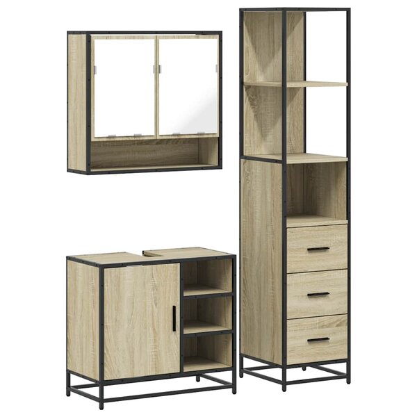 vidaXL Ensemble de meubles de salle de bain 3 Pièces chêne sonoma