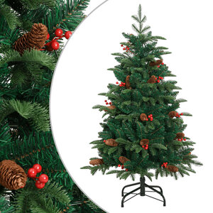 vidaXL Sapin de Noël artificiel avec pommes de pin et baies 120 cm