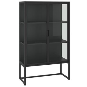 vidaXL Buffet haut Noir 80x35x135 cm Acier et verre trempé