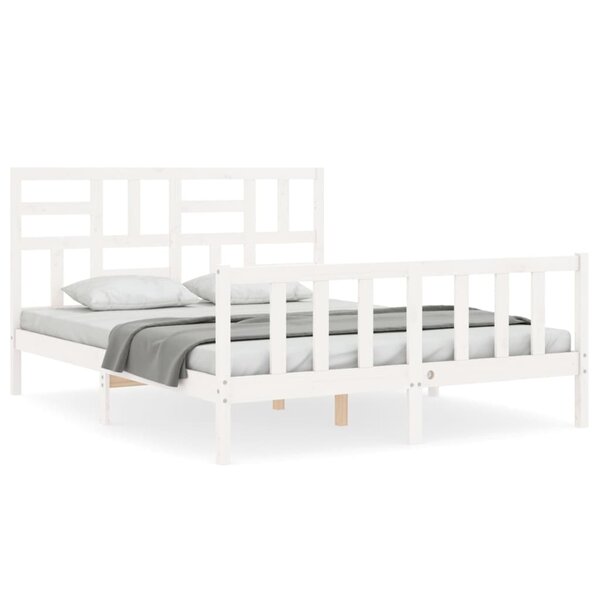 vidaXL Cadre de lit sans matelas blanc 160x200 cm bois de pin massif