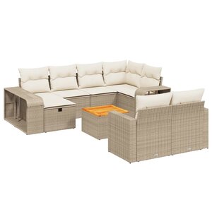 vidaXL Salon de jardin 11 Pièces avec coussins beige résine tressée