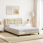 vidaXL Cadre de lit sans matelas crème 140x200 cm tissu