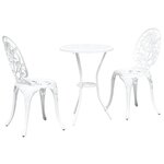 vidaXL Ensemble bistro de jardin 3 Pièces Blanc Aluminium