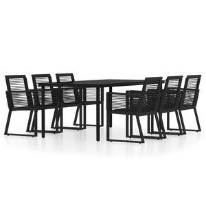 vidaXL Ensemble à manger de jardin 7 Pièces Noir