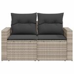 vidaXL Canapé de jardin 2 places et coussins gris clair résine tressée