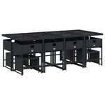 vidaXL Ensemble à manger de jardin 13 Pièces coussins noir résine tressée