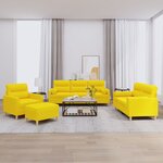 vidaXL Ensemble de canapés 4 Pièces avec coussins jaune clair tissu