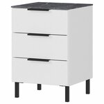 Germania Table de chevet GW-California 41x40x60 cm Blanc et marbre