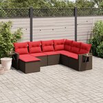 vidaXL Salon de jardin avec coussins 7 Pièces marron résine tressée